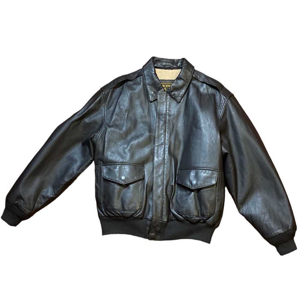 Leather Air Force Landing Bomber Jacket Size: Large